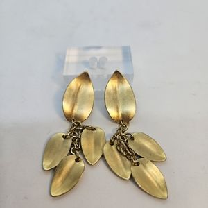 M Jent Vintage Gold Leaf Statement Earrings